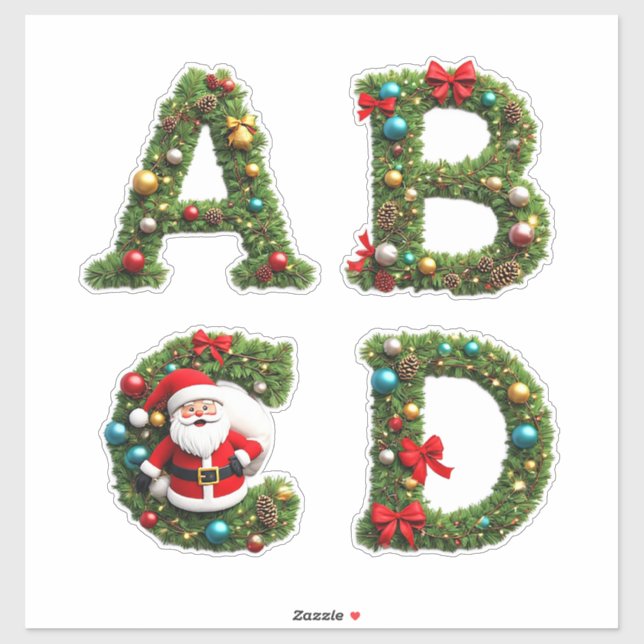 Sticker Christmas Letter Wreaths (Feuille)