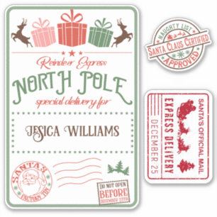 Sticker Christmas Père Noël livraison spéciale nom des enf