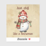 Sticker Christmas Snowman Just Chill Citation amusante Aqu<br><div class="desc">Noël Snowman Snowwoman Décor Amusant Aquarelle avec plaisir Juste Citation Chill</div>
