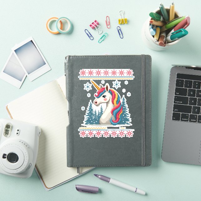 Sticker Christmas Theme Knitted Unicorn Unicorns T-Shirt ( (Couverture iPad)