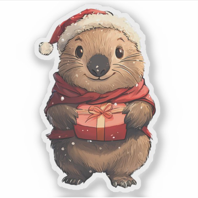 Sticker Christmas Wombat (Devant)