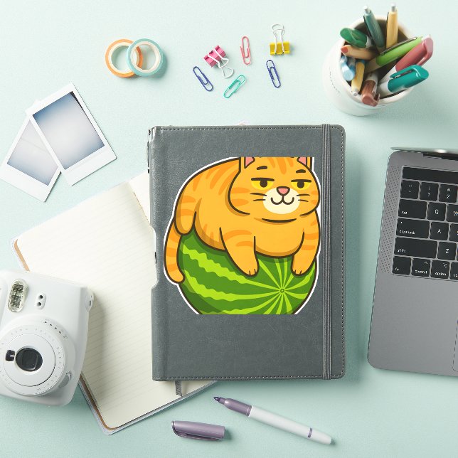 Sticker Chubby Chat sur Watermelon Meme Shirt (Couverture iPad)