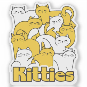 Sticker Chubby Kitties Design - Cat Art adorable