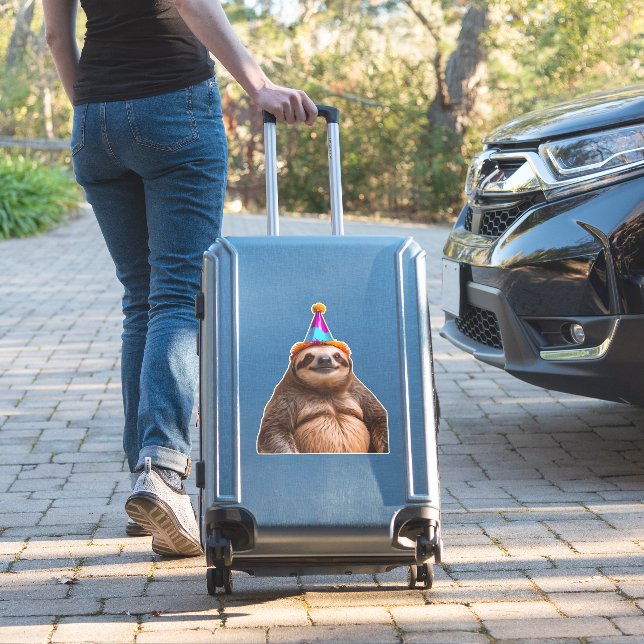 Sticker Chunky Sloth birthday party hat gift funny meme pr (Valise Insitu)