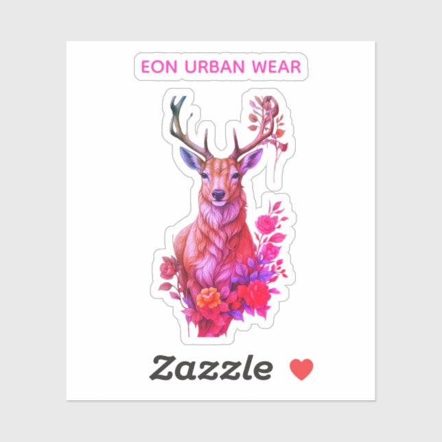 STICKER CIERVO ENTRE FLORES (Feuille)