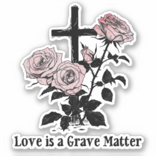Sticker Cimetière occulte gothique Roses et traverser