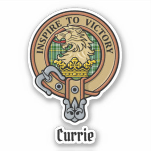 Sticker Cimier de lion Clan Currie sur Tartan