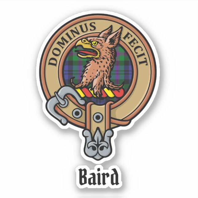 Sticker Cimier du clan Baird sur tartan (Devant)