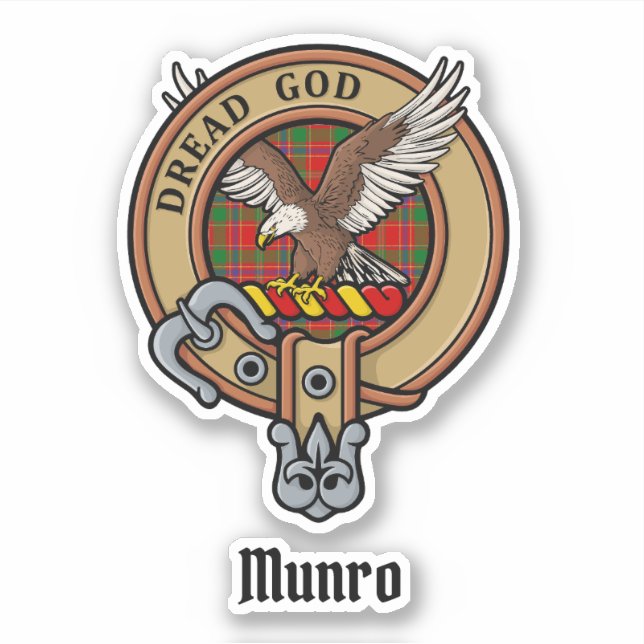 Sticker Cimier du clan Munro sur tartan (Devant)