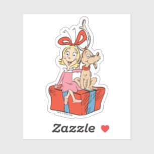 Sticker Cindy Lou Who et Max sur un cadeau