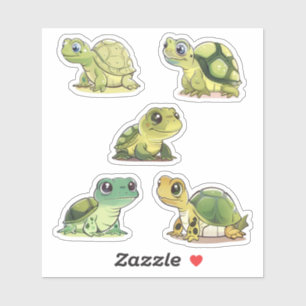 Sticker Cinq Tortues mignonnes