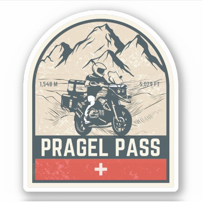 Sticker Circuit moto dans les Alpes suisses par le col de  (Devant)