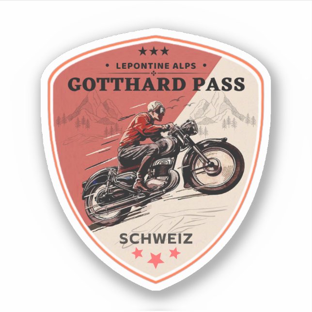 Sticker Circuit moto dans les Alpes suisses par le col du  (Devant)