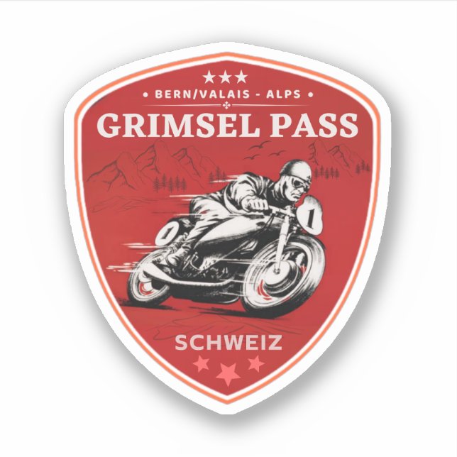 Sticker Circuit moto dans les Alpes suisses par le col du  (Devant)