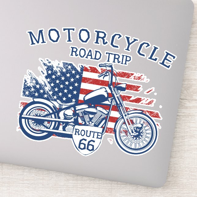 Sticker Circuit moto Route 66 Drapeau USA  (Détail)