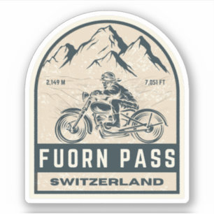 Sticker Circuit moto suisse Fuorn Pass-Ofenpass dans les A