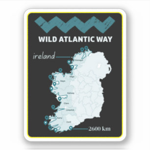 Sticker Circuit Wild Atlantic Way - Tourisme Irlandais Irl