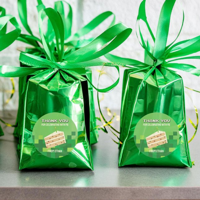 Sticker circulaire en Merci de gâteau pixelé (Créateur téléchargé)