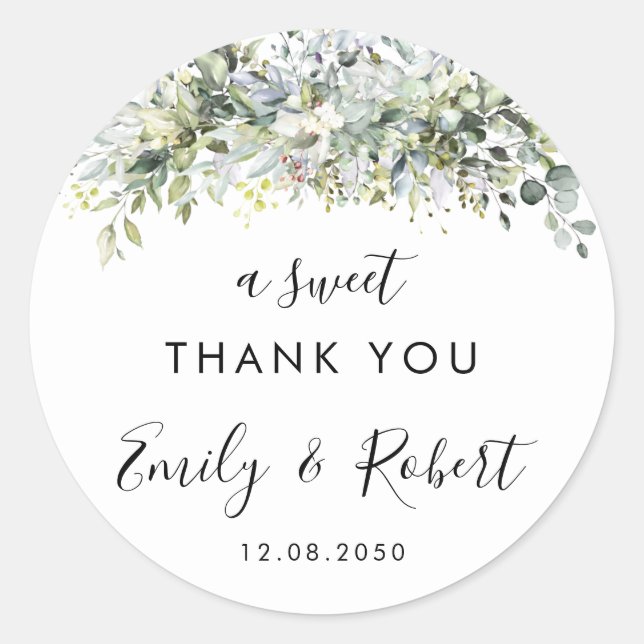 Sticker circulaire Mariage floral Eucalyptus (Devant)