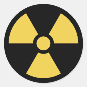 Sticker circulaire radioactif jaune sur noir