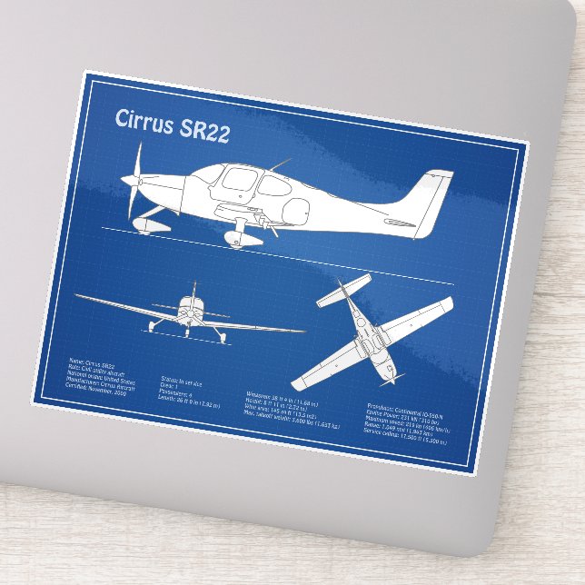 Sticker Cirrus SR22 - Plans de dessin du plan directeur de (Détail)