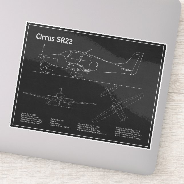 Sticker Cirrus SR22 - Plans de dessin du plan directeur de (Détail)