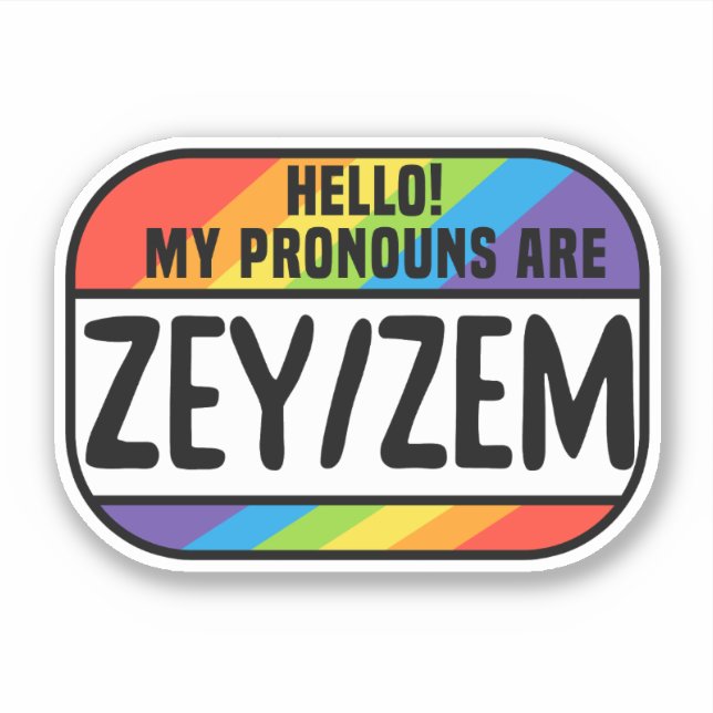 Sticker Cis Trans Nom Non-binaire Balise Prononons Zey Zem (Devant)