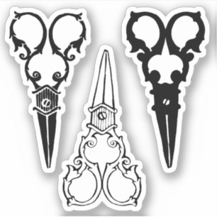 Sticker Ciseaux à l'ancienne fantaisie ornée trois paires