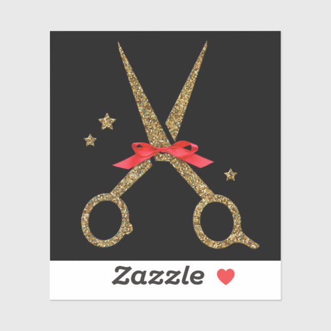 Sticker Ciseaux de parties scintillant d'or - Coiffeur sty (Feuille)
