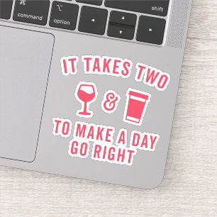 Sticker Citation amusante pour le vin et le café