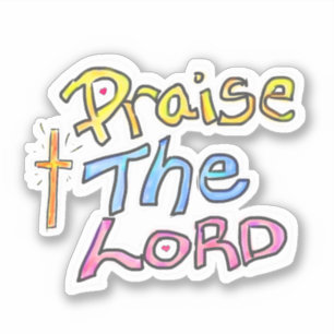 Sticker Citation chrétienne Louange au Seigneur avec Croix