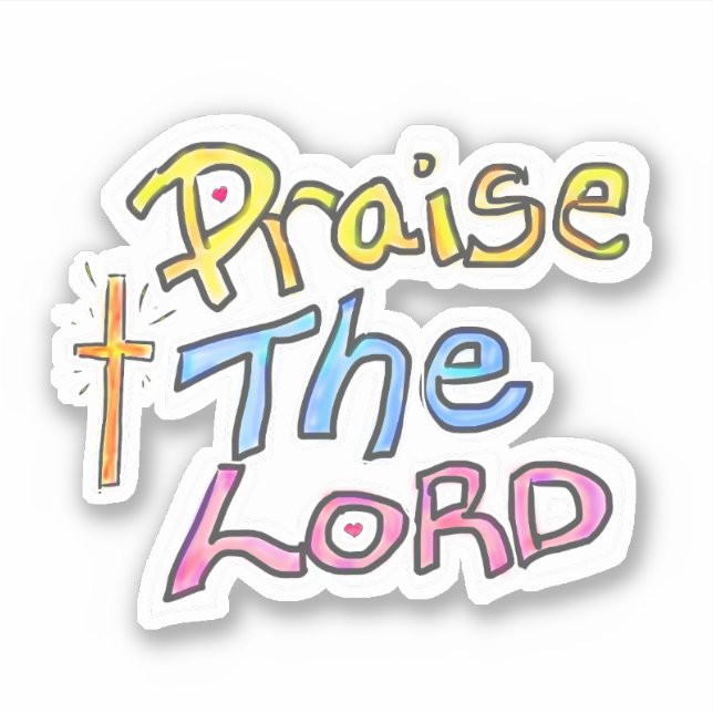 Sticker Citation chrétienne Louange au Seigneur avec Croix (Devant)