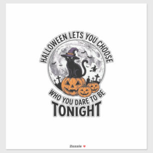 Sticker Citation de chat Halloween Citrouille Sorcière Gra