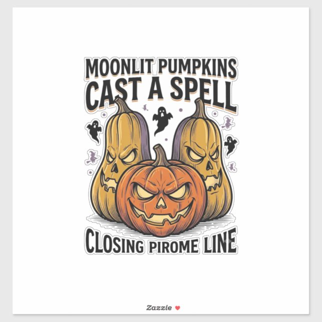 Sticker Citation de citrouille d'Halloween Jack O Lantern  (Feuille)