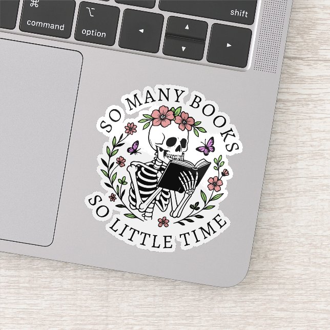 Sticker Citation drôle pour squelette de lecture floral am (Détail)