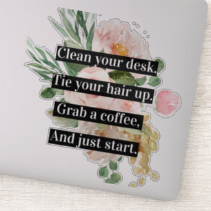 Sticker Citation Et Fleurs Modernes De Motivation Positive
