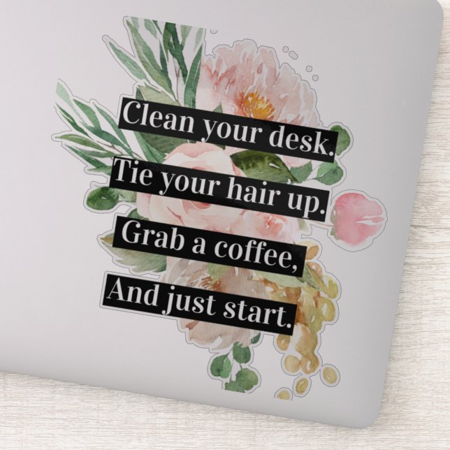 Sticker Citation Et Fleurs Modernes De Motivation Positive (Détail)