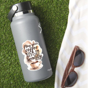Sticker Citation matinale humoristique pour amateur de caf