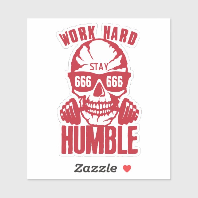 Sticker citation work hard stay humble 9 musculation tete  (Feuille)