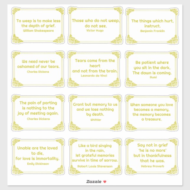 Sticker Citations de douleur en Rose Corner Frame Jaune Or (Feuille)
