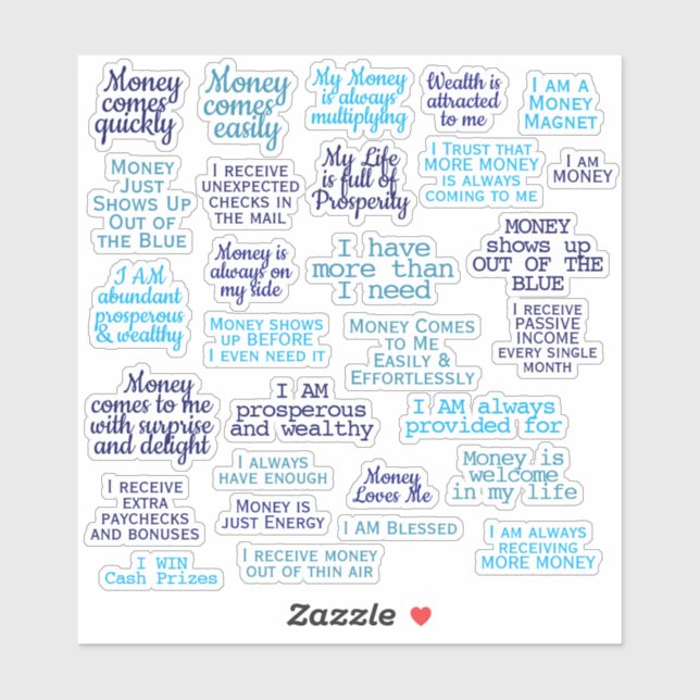 Sticker Citations de manifeste de prospérité de la manifes (Feuille)