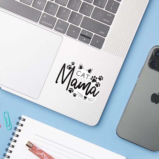 Sticker Citations Mignonnes Chat (Ordinateur portable avec iPhone)