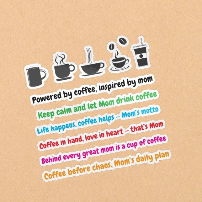 Sticker Citations pour maman amatrice de café (11 pièces)  (mom Coffee Quotes Stickers)