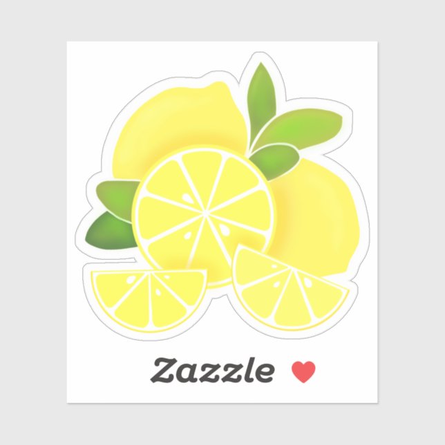Sticker Citron citron tranches de citron fruits tropicaux  (Feuille)
