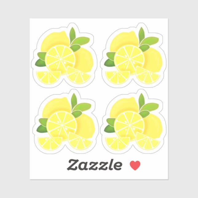 Sticker Citron citron tranches de citron fruits tropicaux  (Feuille)