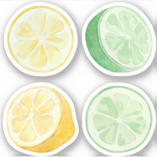 Sticker Citronnade citron et citrons verts ensemble aquare (Devant)