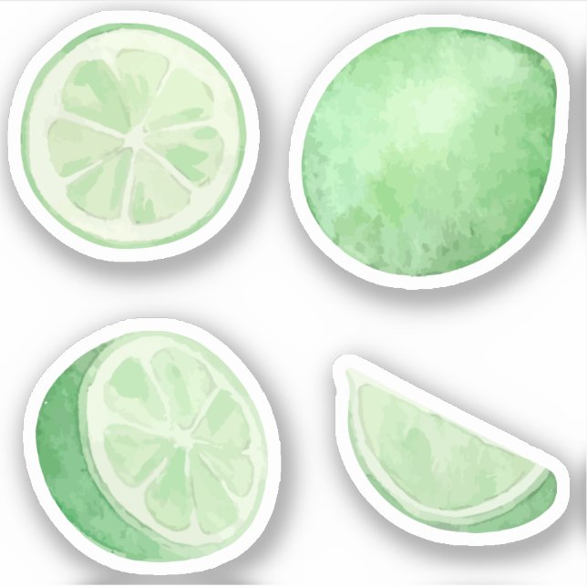 Sticker Citronnade limes verts tranches de citron ensemble (Devant)
