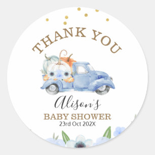 Sticker Citrouille Automne Blue Floral Truck Baby