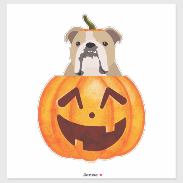 Sticker Citrouille Bulldog (Feuille)