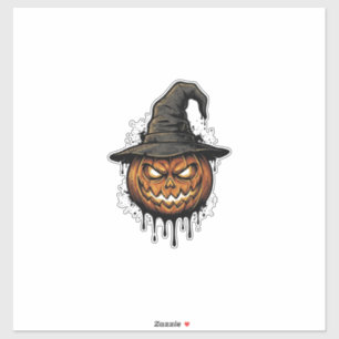 Sticker Citrouille Chapeau de Sorcière Vintage Graphique H